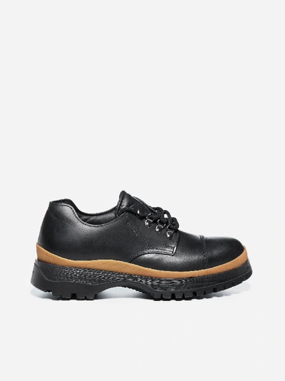 Shop Prada Leather Lace-up Shoes With Chunky Sole