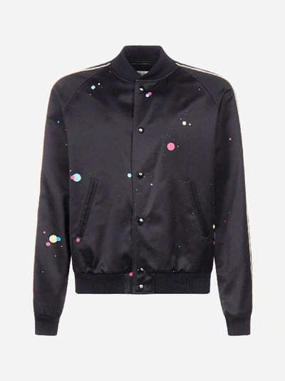 Shop Saint Laurent Bomber In Misto Cotone Stampa Galaxy Con Logo