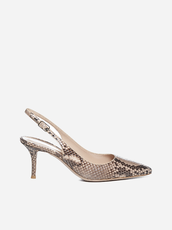 snakeskin slingback pumps