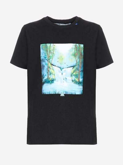 Shop Off-white T-shirt Waterfall Oversize In Cotone Con Stampa