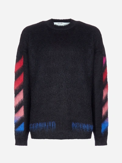 Shop Off-white Diag Brushed Mohair Wool-blend Sweater
