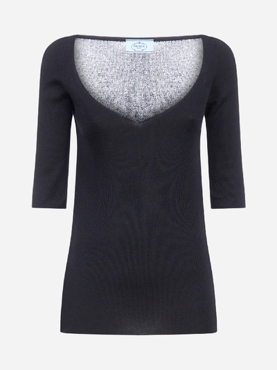 Shop Prada Cashmere And Silk Blend Sweater