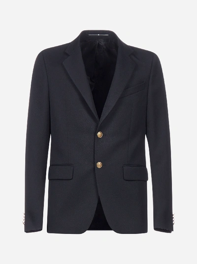 Shop Givenchy Wool-blend Gabardine Blazer With 4g Buttons
