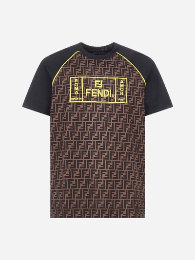 Shop Fendi T-shirt Roma Amor In Cotone Con Logo Ff