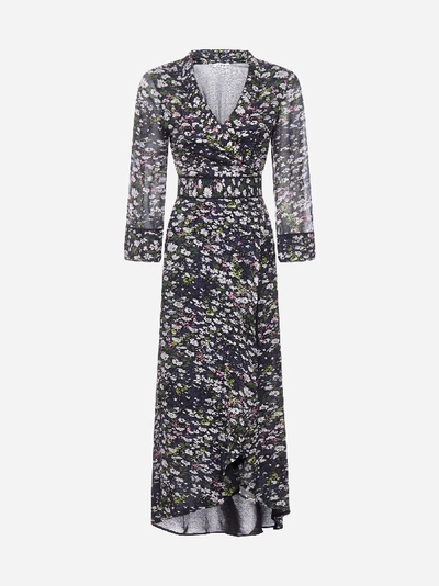 Shop Ganni Floral-print Silk Georgette Wrap Dress