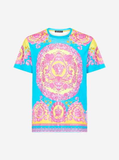 Shop Versace Fluo Baroque Print Cotton T-shirt