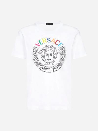 Shop Versace T-shirt In Cotone Con Medusa E Logo