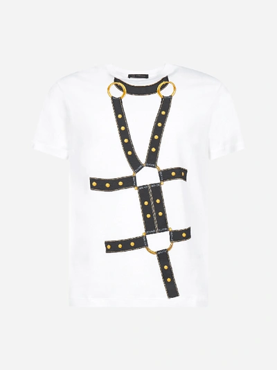 Shop Versace T-shirt In Cotone Con Stampa Harness