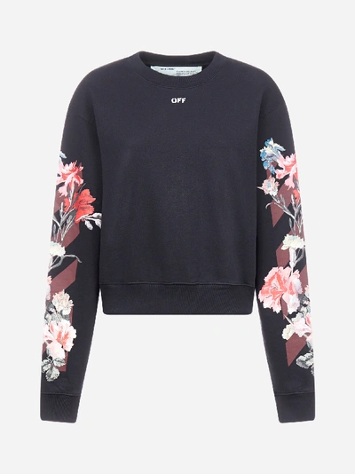 Shop Off-white Flowers Logo Cotton Sweatshirt