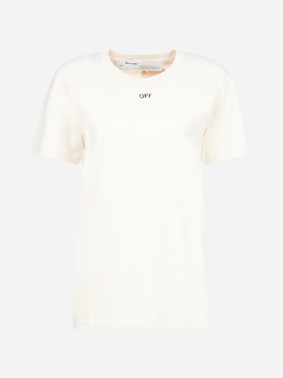 Shop Off-white Flowers Logo Cotton T-shirt