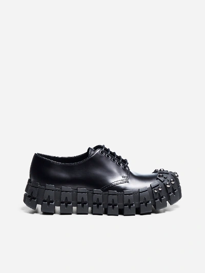 Shop Prada Studded Chunky Sole Leather Derby Shoes