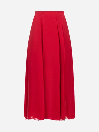 Shop Max Mara Margie Midi Silk Georgette Skirt In Red
