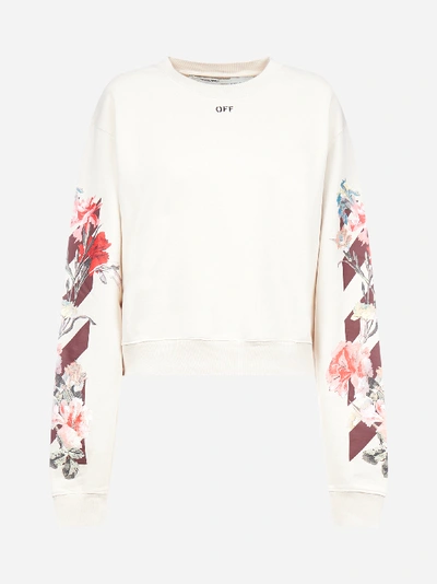 Shop Off-white Flowers Logo Cotton Sweatshirt