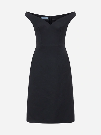 Shop Prada Abito Midi In Gabardine Natte' Di Lana