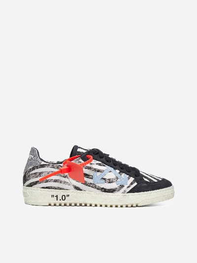 Shop Off-white Arrow 2.0 Zebra Print Ponyskin And Leather Low Sneakers