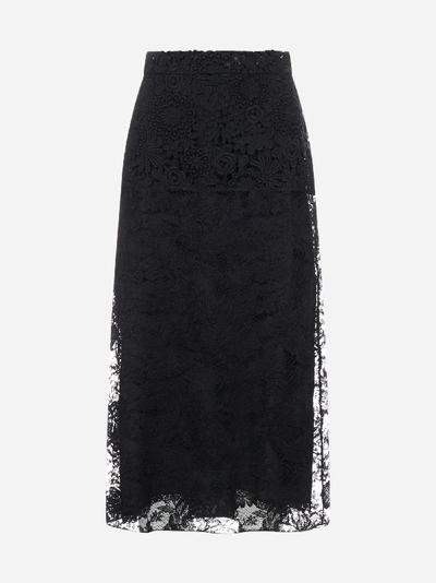 Shop Prada Lace Midi Skirt