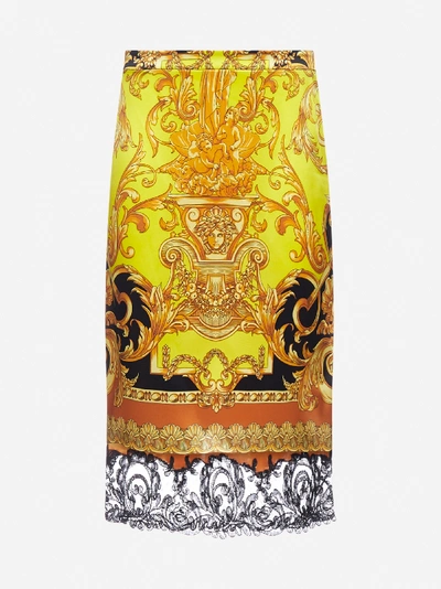 Shop Versace Barocco Silk Skirt