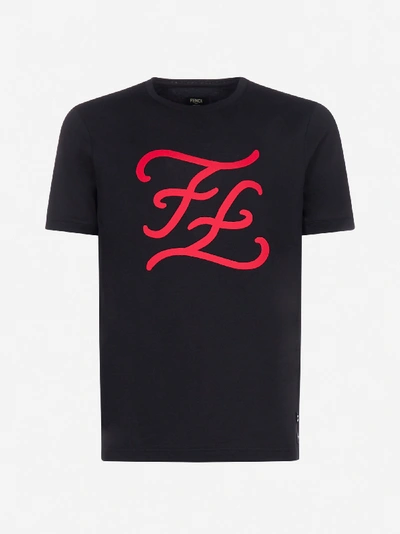 Shop Fendi T-shirt In Cotone Con Logo Ff