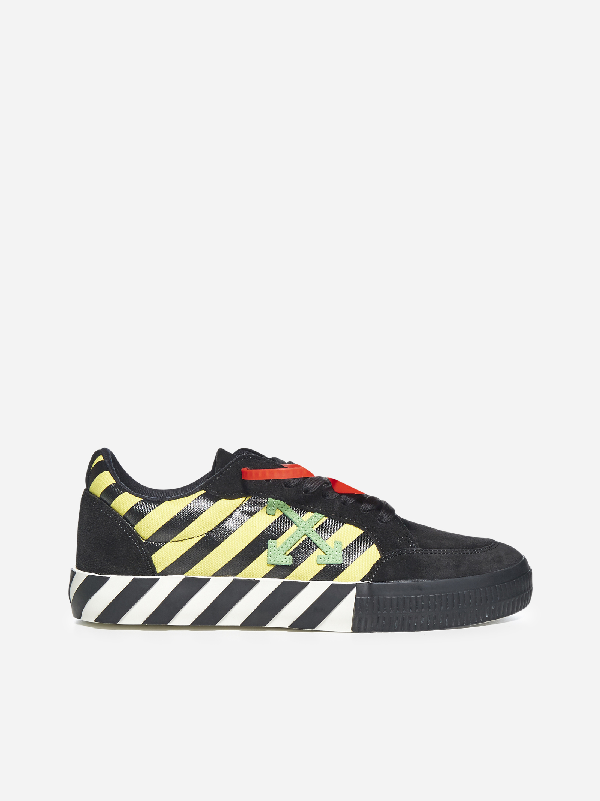 Off-White Low-Top Sneakers Canvas Suede Logo Patch Black-Combo In 6040 ...