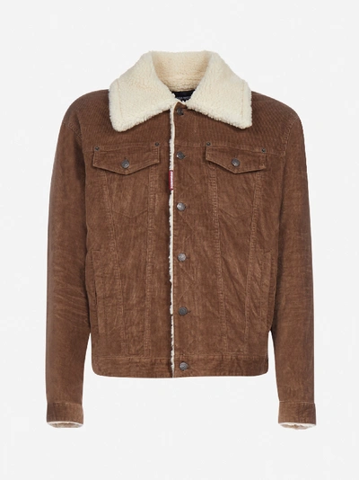 Shop Dsquared2 Corduroy And Shearling Jacket