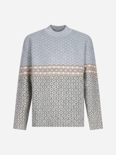 Shop Jil Sander Geometric Pattern Virgin Wool Sweater
