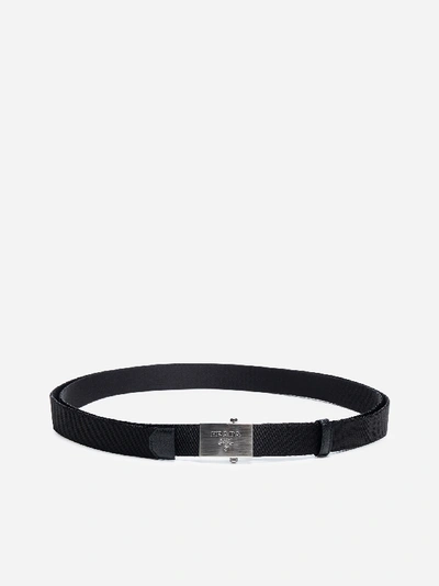 Shop Prada Logo-buckle Canvas Belt In Black