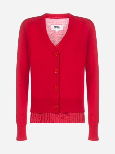 Shop Mm6 Maison Margiela Wool-blend Cardigan-sweater