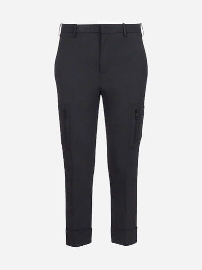 Shop Neil Barrett Virgin Wool Blend Cropped Trousers