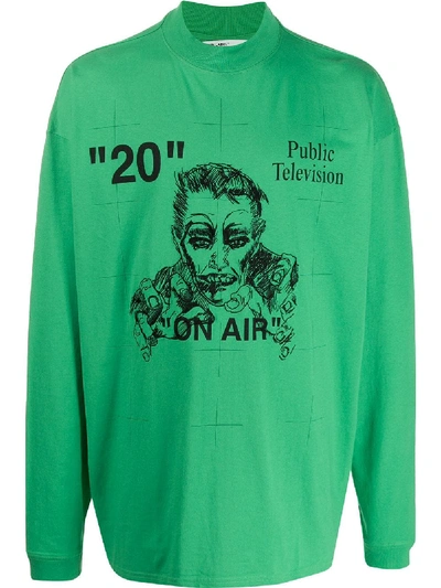 Shop Off-white Printed Sweatshirt In Green