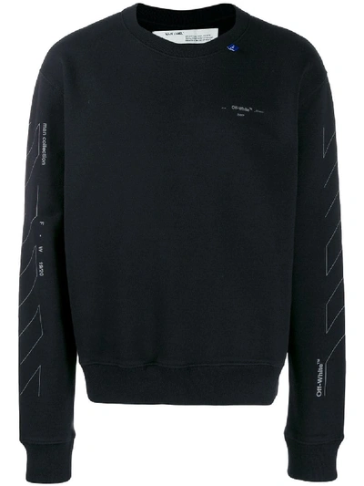 Shop Off-white Logo Crewneck Sweater In Black