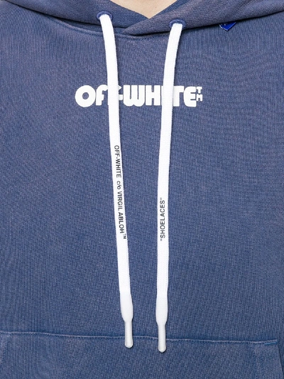 Shop Off-white Logo Hoodie In Blue