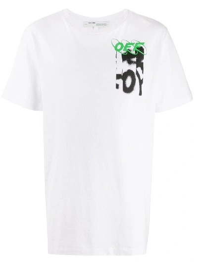 Shop Off-white Print Cotton T-shirt In White