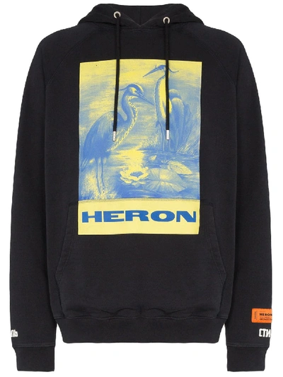 Shop Heron Preston Hoodie Raglan Heron Paint In Black