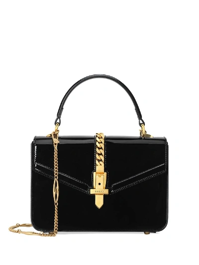 Shop Gucci Sylvie Leather Handbag In Black