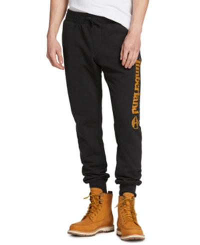 Shop Timberland Men's Core Regular-fit Logo-print Sweatpants In Black