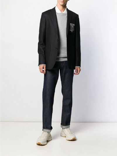 Shop Burberry Slim Fit Wool Jacket In Black