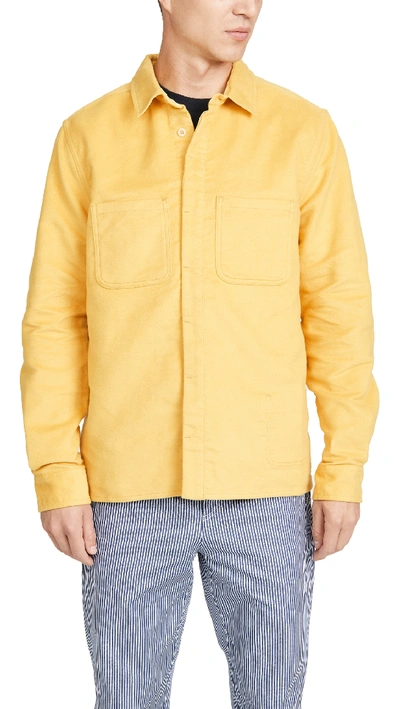 Shop Albam Moleskin Duncan Overshirt In Yellow