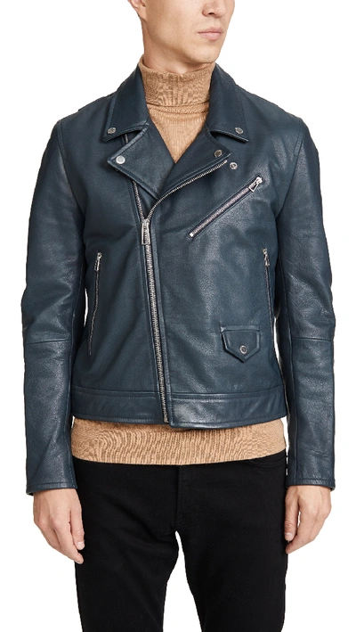 Shop Ps By Paul Smith Mens Biker Jacket In Grey/blue