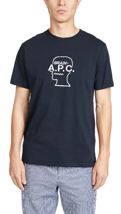 Shop Apc X Brain Dead Spooky Short Sleeve Tee In Dark Navy