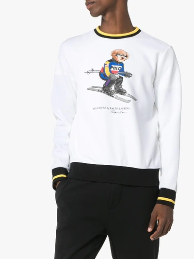 Shop Polo Ralph Lauren Ski Bear Print Sweatshirt In White