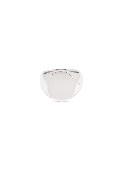 Shop Tom Wood 'oval Polished' Silver Signet Ring - Size 56 In Metallic