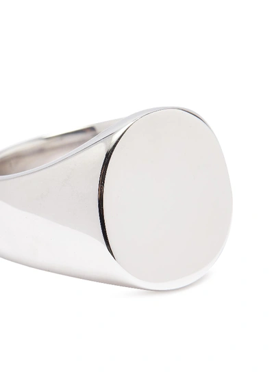 Shop Tom Wood 'oval Polished' Silver Signet Ring - Size 56 In Metallic