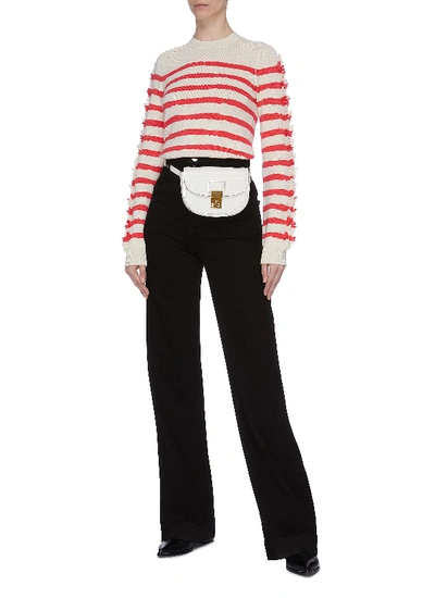 Shop Barrie Embroidered Sleeve Stripe Cashmere Sweater In Multi-colour