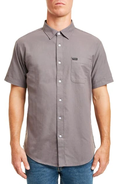 Shop Brixton Charter Short Sleeve Button-up Shirt In Charcoal