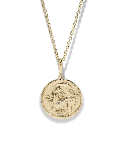 Shop Azlee 18k Yellow Gold Small Animal Kingdom Diamond Coin Necklace