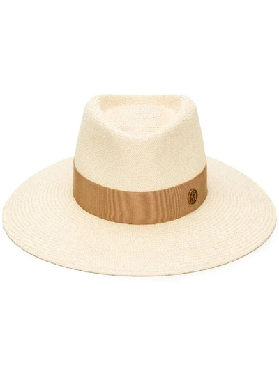 Shop Maison Michel Charles Classic Straw Hat In Neutral