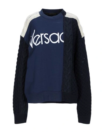 Shop Versace Sweatshirts In Dark Blue