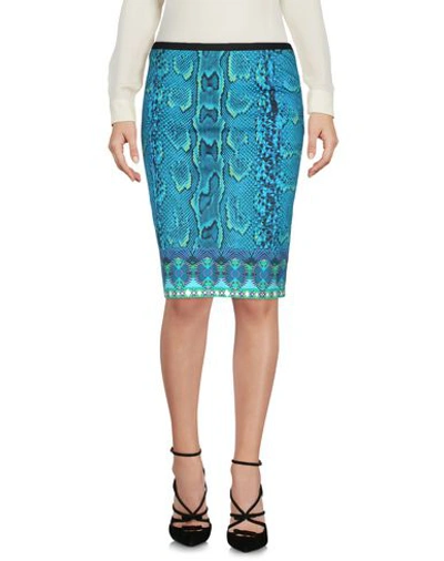 Shop Roberto Cavalli Knee Length Skirt In Turquoise