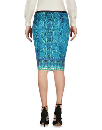 Shop Roberto Cavalli Knee Length Skirt In Turquoise