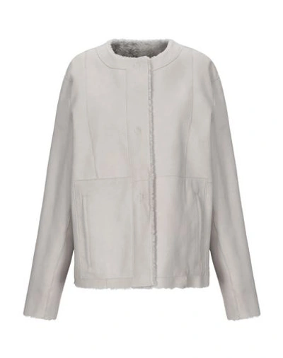 Shop Drome Leather Jacket In Ivory